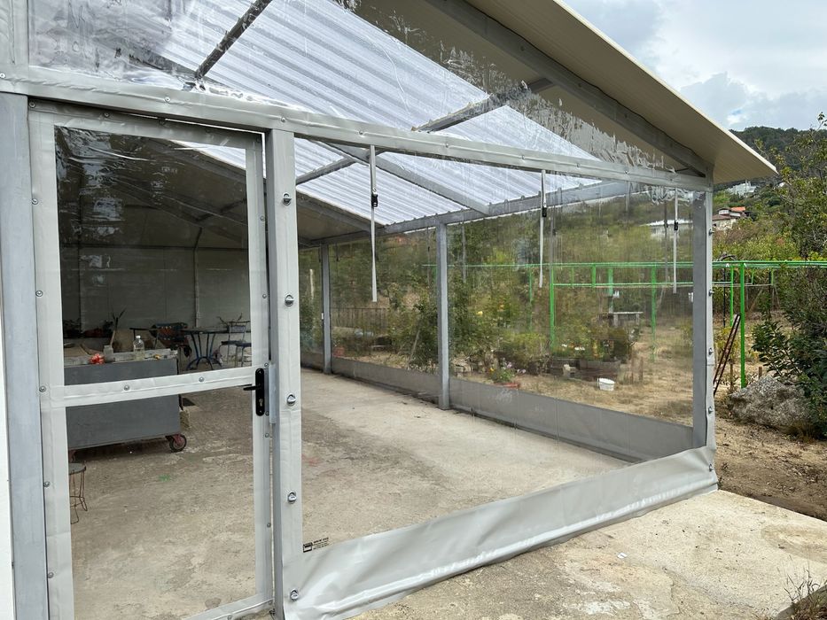 Ветроупорни завеси на навеси тенти шатри кристал винил найлон барбекю