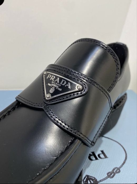 Prada Chocolate brushed leatsher loafers