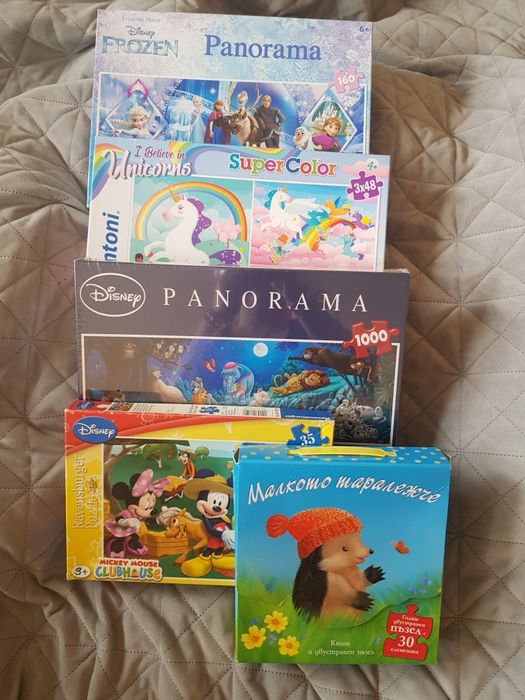 Пъзели голям лот-Мики маус ,еднорози, тролчета и др.