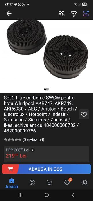 Set 2 filtre cărbune activ ptr.hota.