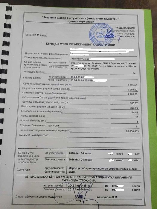 ТКАД пр-т Ханободтепа Сергели махалля Кум Арык 25 сот. фасад 55 метров