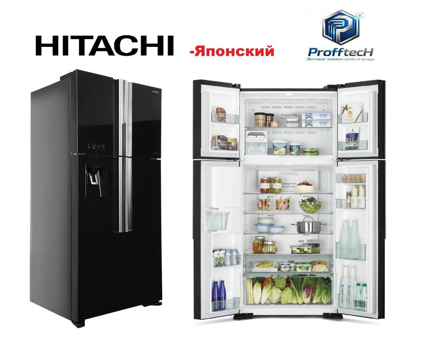 Холодильник двухкамерный HITACHI сенсорной, 4 двери, энергоэффективно
