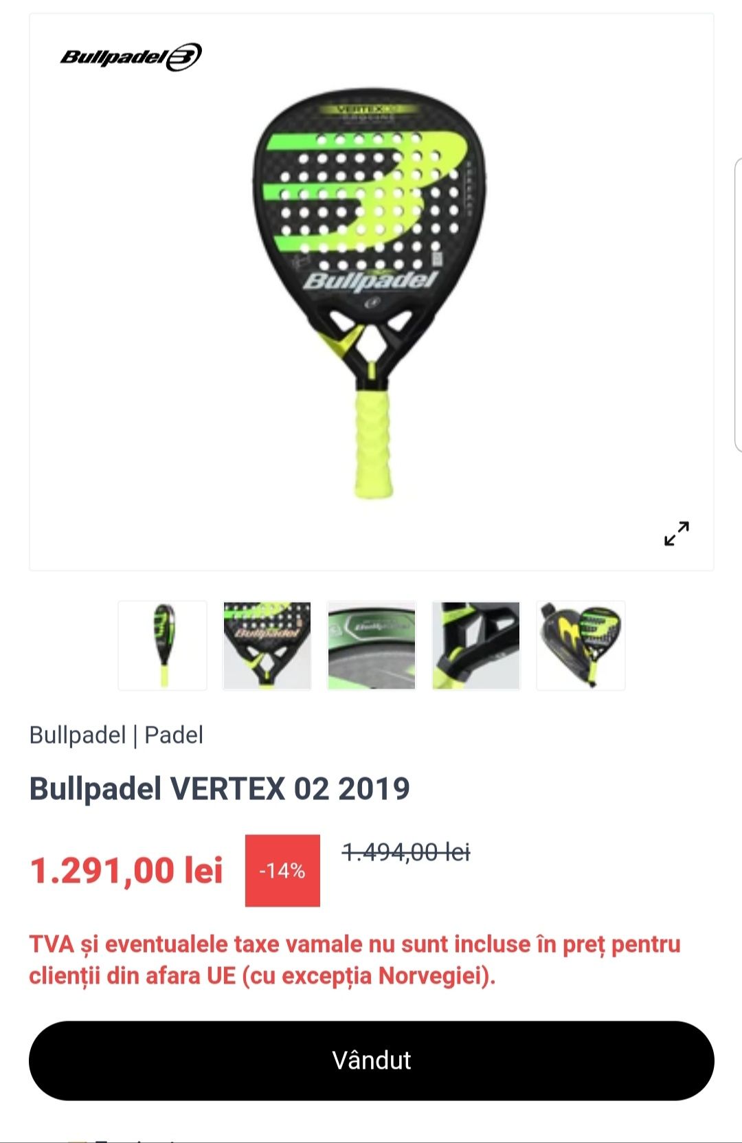 Racheta profesional Padel tenis Bullpadel Vertex 02 Proline