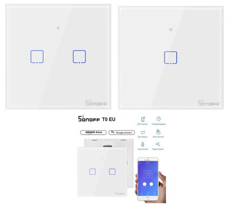 Sonoff T0EU1C единичен ключ за осветление с WiFi/сензорно управление