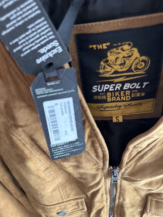 Geacă piele naturală întoarsă SUPERDRY Neonomad Fringe NOUĂ cu etichetă Mărimea S