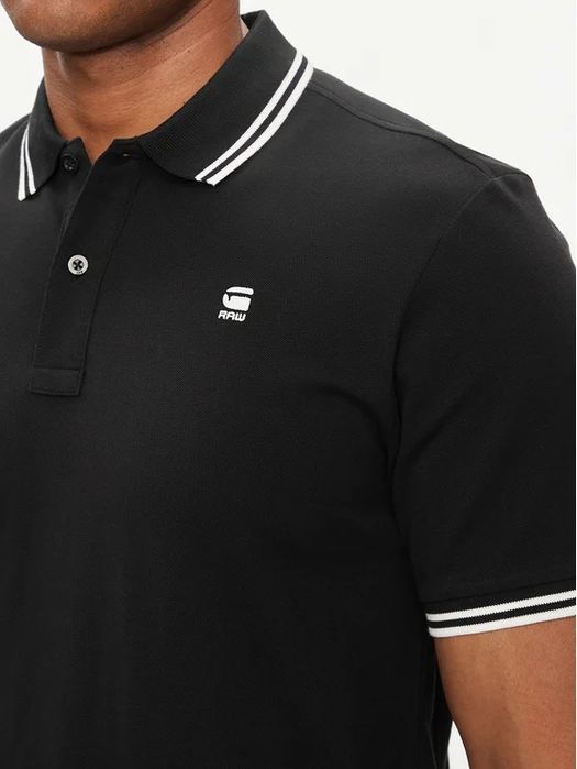Тениска с яка G-star Raw Dunda Slim S , L черна мъжка