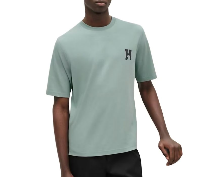 Herm€s - мъжка памучна тениска с кожен детайл