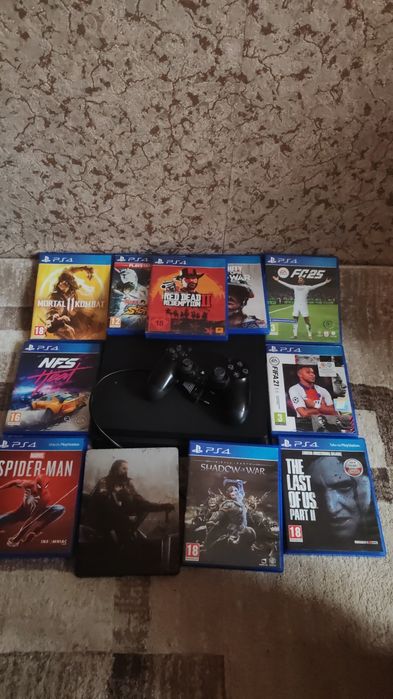 PS4 Slim 1tb + 1 controler +12 jocuri(se vând și separat)