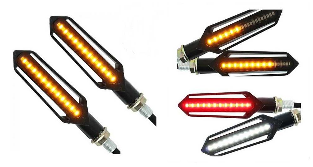 Странични LED Бягащи Мигачи за Мотор с Дневни светлини DRL