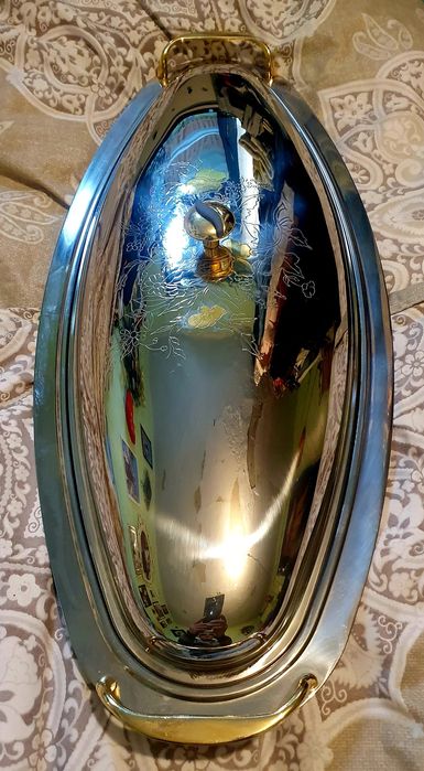 Platou/Tava de peste otel inoxidabil placat cu Aur