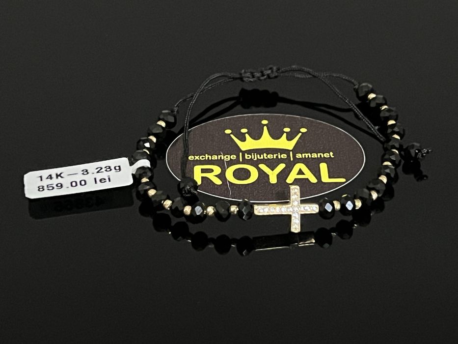 Bijuteria Royal CB : Bratara cu snur bile aur 14k 3,23 grame