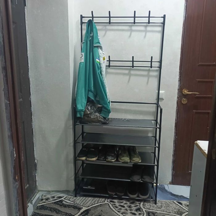 Вешалка напольная для одежды с 5 полками для обуви
