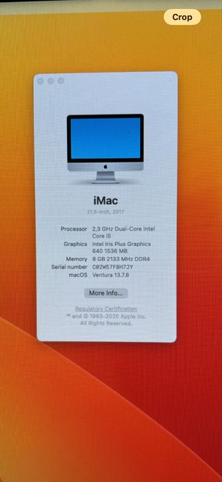 Apple iMac 21.5 инча 2017 8GB Ram 256GB SSD
