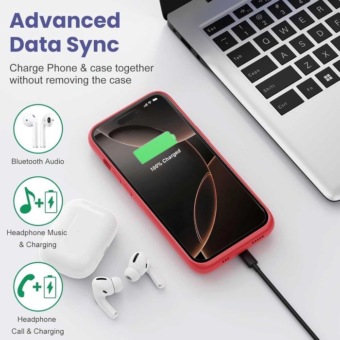 Кейс с батерия Feob за iPhone 16 Pro Max (6.9 инча), 8600 mAh