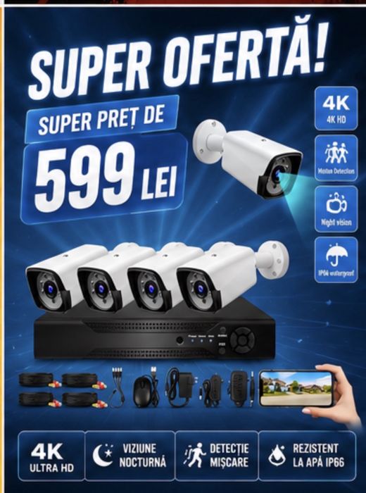 Vindem si Montam Camere Supraveghere Video KIT Complet 4/8/12 CAMERE