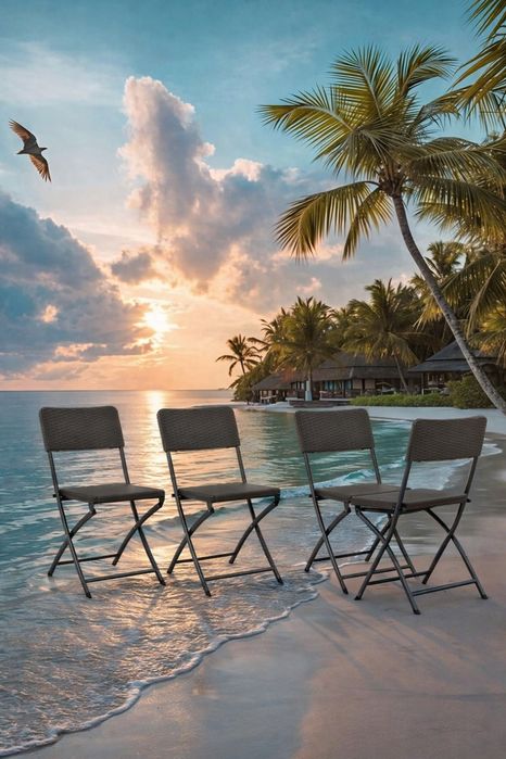 Сгъваеми градински столове, 4 бр, HDPE и стомана, кафяви от Германия ч