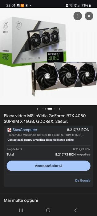 MSI GeForce RTX 4080 SUPRIM X – 16GB GDDR6X |

Placă