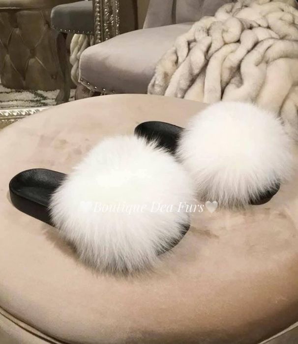 Луксозни дамски и детски чехли с естествен косъм