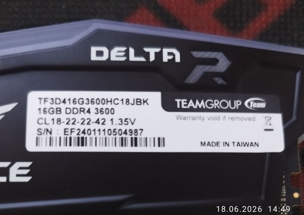 DDR4 TeamGroup T-Force 16gb RGB