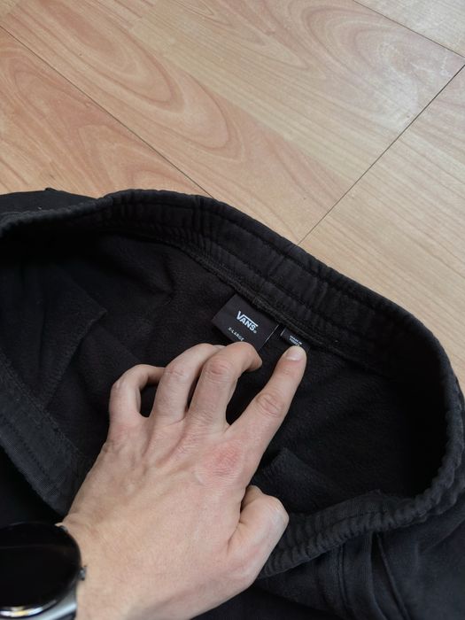 Pantaloni pants sweats joggers tapered Vans flame black cotton