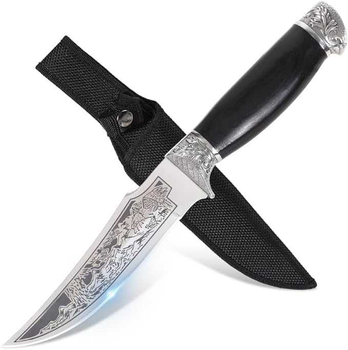 Ловен/туристически нож 29.5 см с метален гард и кания Орел HTW40