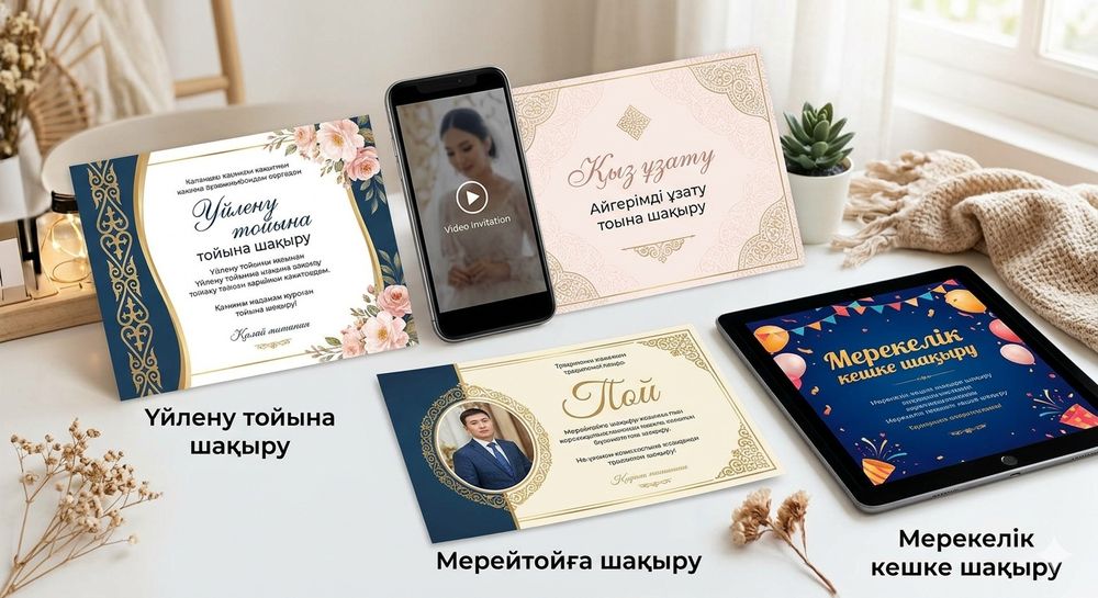Приглашения на любые праздники (свадьбу, кыз узату, той и тд) от 1500