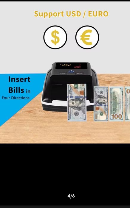 Детектор за проверка на пари евро и долари.