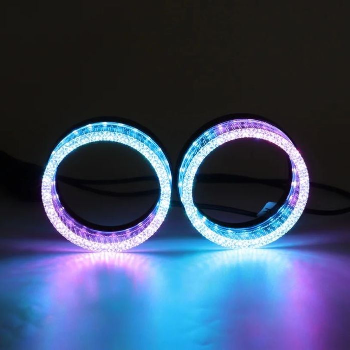 Set Inele Angel Eyes Cristal RGB Dynamic - Control Aplicatie 3 inch / 2.5 inch
