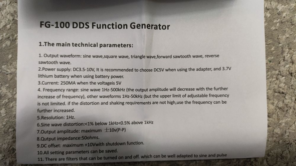 Генератор сигналов FG-100 DDS