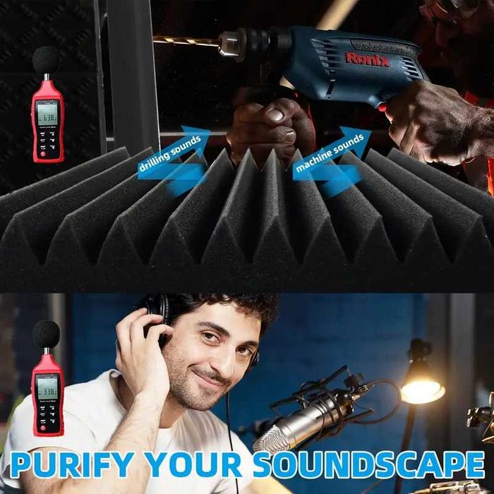 12 броя акустични Панели за шумоизолация и звукоизолация, огнеупорни