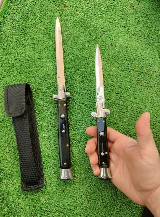 Set 2buc Briceag cu buton Italian 24cm cm + 34cm , negru Cuțit Pescuit / Vânătoare AKG