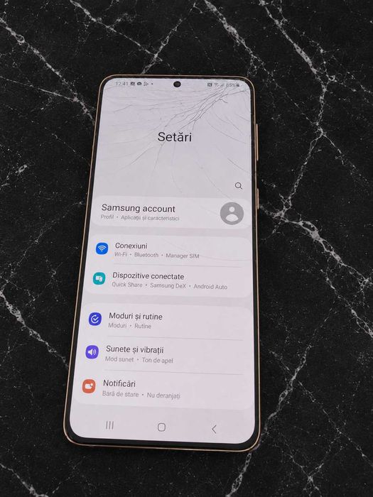Ecran Original Samsung Galaxy S21 Plus (S21+) cu Ramă – Perfect Funcțional / Sticlă Fisurată