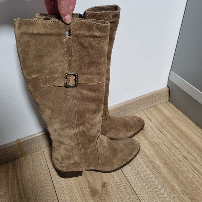 Cizme piele intoarsa, maro, 38