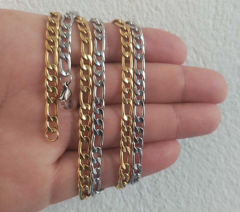 синджир ланец, цвят: златен и сребърен, от медицинска стомана, гривна