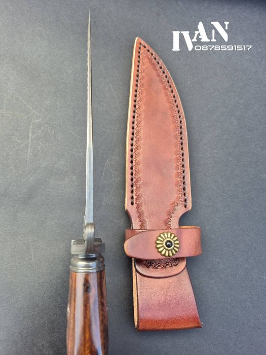 Ловен нож-Дамаска стомана VG10/96 слоя ламинат с кожена кания