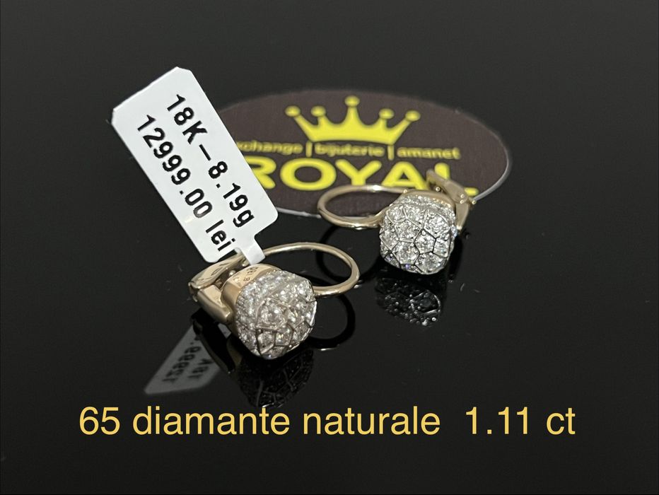 Bijuteria Royal CB : Cercei aur 18K  8,19 grame 65 diamante naturale