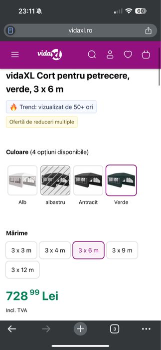 Cort Terasa 6x3 metri / RESIGILAT