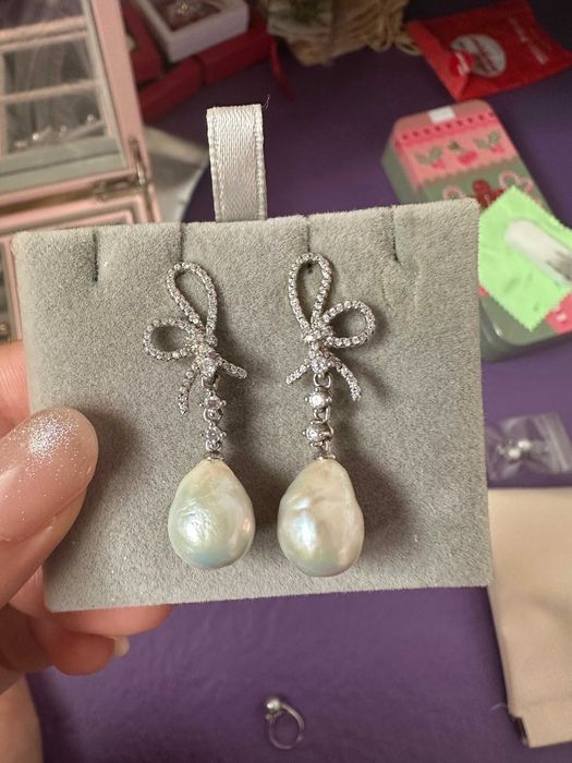 Cercei cu perle naturale 10-10.5 mm + argint 925