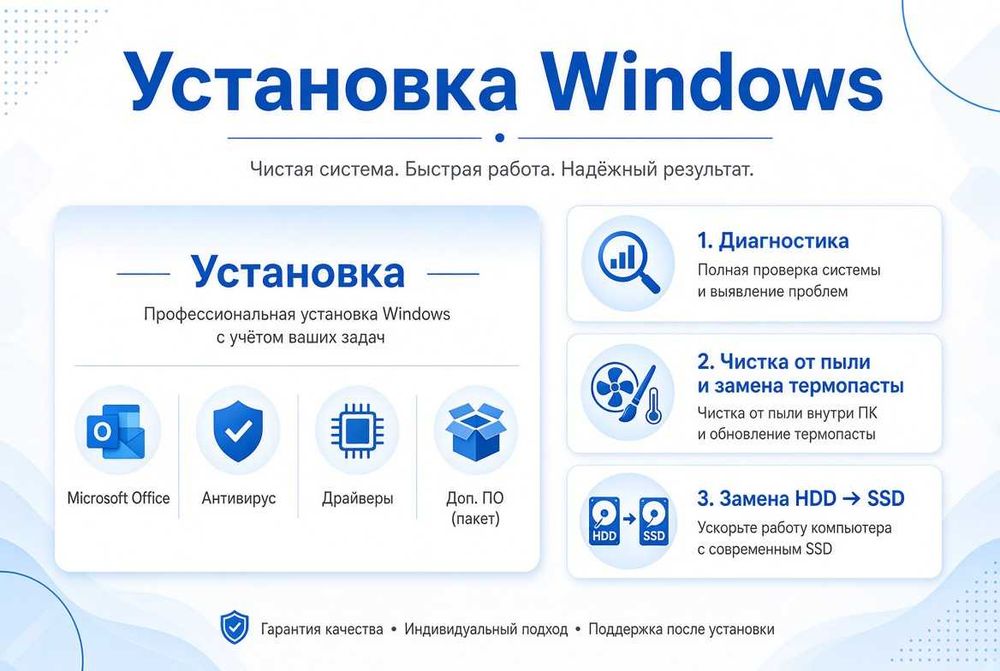 Ремонт ПК и Ноутбуков. Установка Windows.