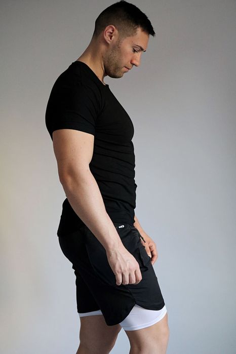 Мъжка Спортна Тениска | Премиум Серия SMFit | Черен/Син, S-XXL