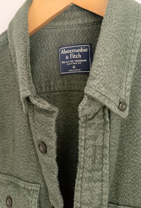 Cămașă grosuță / Overshirt Abercrombie & Fitch – Verde Kaki (Măsura M)