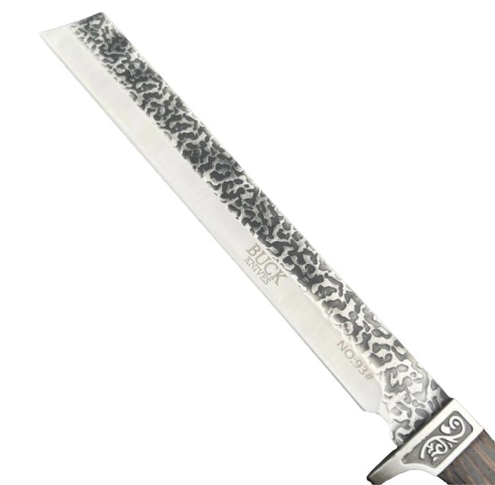 ловен нож с обковано острие и дървена дръжка+кожена кания 42,5см