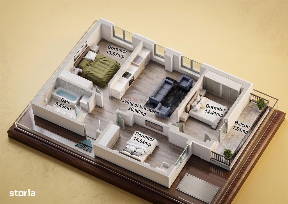 Proiect bloc nou | 4 camere | Centru | 4c-1051