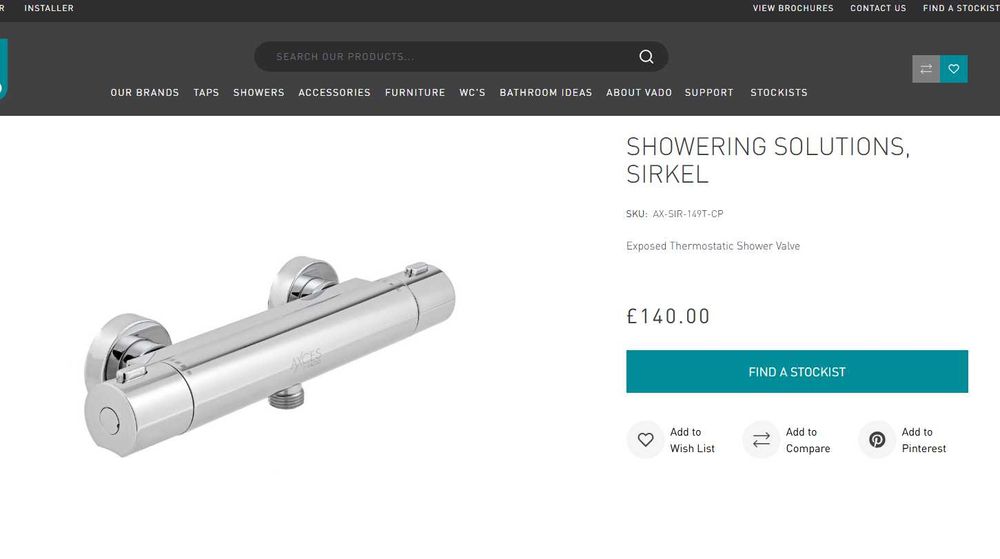 Термостатен смесител за душ баня Vado Axces