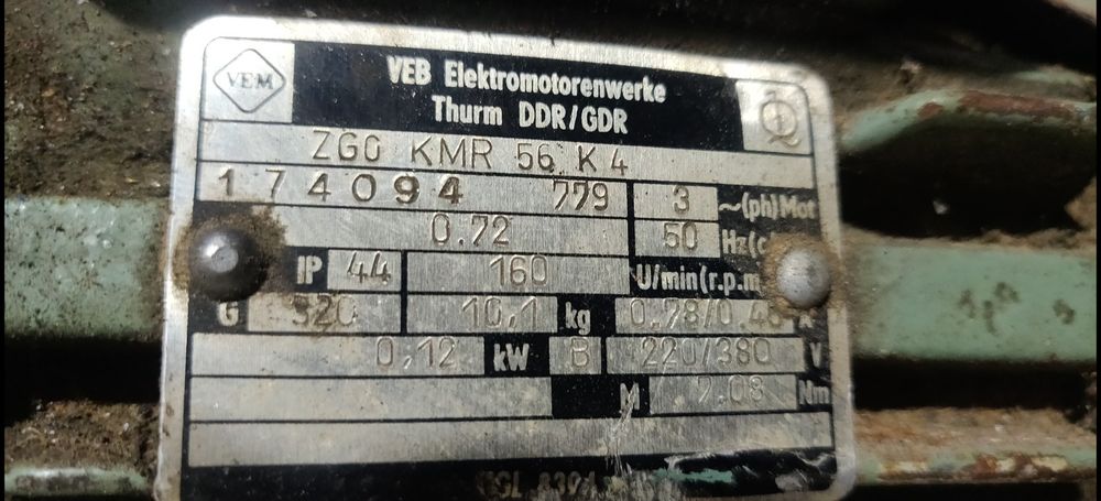 Motor electric trifazat cu reductor, 0.12kW, 160rpm, 380V