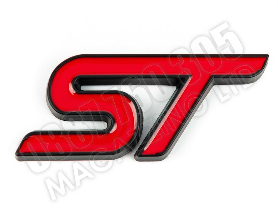 Ford ST Емблема Червено и Черно 3Д Метален Надпис