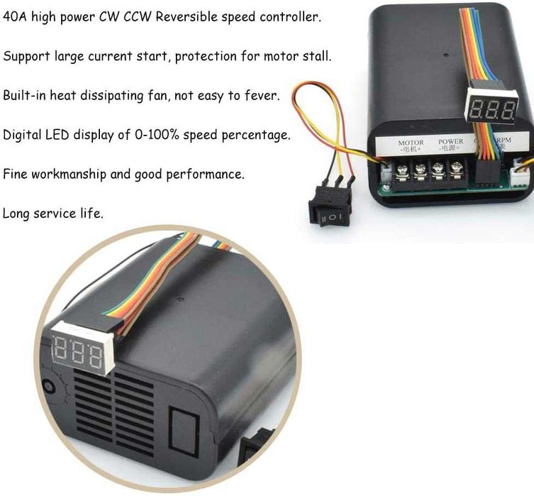 PWM 60A variator turatie DC10-55 schimba sens, are ventilator! Nou!