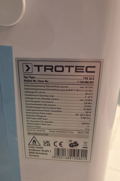 dezumidificator camera Trotec ttk33e