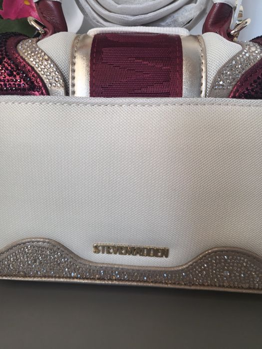 Оригинална дамска чанта Steve Madden  Крем Бордо