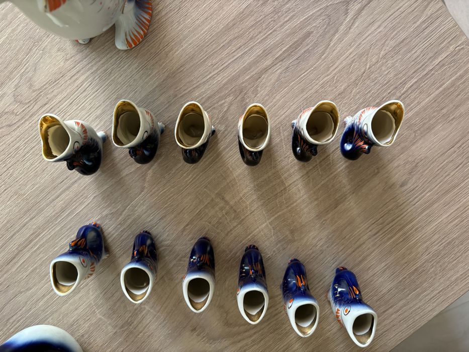 2 seturi serviciu cesti portelan forma pestisori